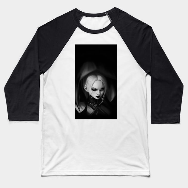 "Lysandra" Vampire (Black and White Design) Baseball T-Shirt by Maguissa Velvet